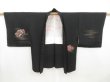 Photo6: 4510T01z560 Vintage Japanese Kimono Silk HAORI Flowers Black (6)