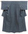 Photo1: 4510T10z1010 Vintage Japanese Kimono Silk TSUMUGI  Navy-Gray (1)