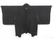 Photo4: 4511T03z450 Vintage Japanese Kimono Silk HAORI Plain Black (4)