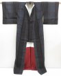 Photo8: 4511T05z870 Vintage Japanese Kimono Silk TSUMUGI  Black (8)