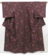 Photo1: 4511T08z720 Vintage Japanese Kimono Silk TSUMUGI Flower Purple-Brown (1)