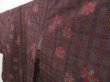 Photo2: 4511T08z720 Vintage Japanese Kimono Silk TSUMUGI Flower Purple-Brown (2)