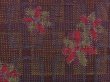 Photo6: 4511T08z720 Vintage Japanese Kimono Silk TSUMUGI Flower Purple-Brown (6)