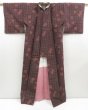 Photo8: 4511T08z720 Vintage Japanese Kimono Silk TSUMUGI Flower Purple-Brown (8)