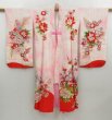 Photo8: 4512T02z580 Vintage Japanese Kimono Synthetic Girl's  Peacock Pink (8)