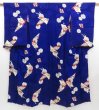 Photo1: 4512T05z840 Antique Japanese Kimono Jinken KOMON Dark lavender blue (1)