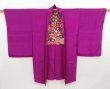 Photo3: 4512T06z440 Antique Japanese Kimono Silk NAGA HAORI Plain Purple-Pink (3)