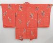 Photo3: 4512T07z500 Antique Japanese Kimono Silk NAGA-HAORI Flowers Dark salmon (3)