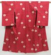 Photo1: 4512T08z710 Vintage Japanese Kimono Silk MEISEN KOMON Kasuri Dull red (1)