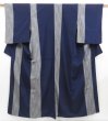 Photo1: 4512T14z900 Vintage Japanese Kimono Silk OMESHI  Dark navy (1)