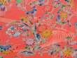 Photo5: 4513T09z950  Japanese Kimono Silk KOMON Flowers Coral pink (5)