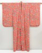 Photo7: 4513T09z950  Japanese Kimono Silk KOMON Flowers Coral pink (7)