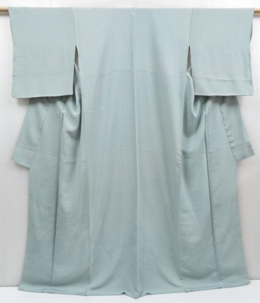 Photo1: 4513T13z1050  Japanese Kimono Silk IROMUJI Trees Light blue (1)