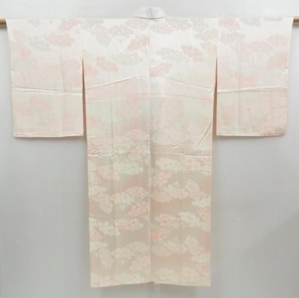 Photo1: 4517T02z580  Japanese Kimono Rinzu Silk JUBAN Chrysanthemum Off-white (1)