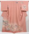 Photo1: 4517T06z970  Japanese Kimono Silk TSUKESAGE Flowers Dark salmon (1)