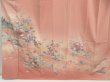 Photo5: 4517T06z970  Japanese Kimono Silk TSUKESAGE Flowers Dark salmon (5)