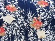 Photo5: 4517T08z780  Japanese Kimono Silk KOMON Plum blossom Dark navy (5)