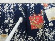 Photo8: 4517T08z780  Japanese Kimono Silk KOMON Plum blossom Dark navy (8)