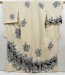 Photo1: 4517T09z930 Vintage Japanese Kimono Silk TSUKESAGE Flower Off-white (1)