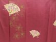 Photo8: 4517T12z950  Japanese Kimono Silk TSUKESAGE Folding fan Wine red (8)