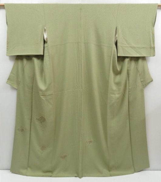 Photo1: 4517T13z950  Japanese Kimono Silk IROTOMESODE  Pistachio green (1)