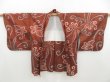 Photo5: 4518T05z420 Vintage Japanese Kimono Silk HAORI Leaf Brown (5)