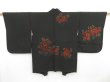 Photo1: 4518T08z680 Vintage Japanese Kimono Silk HAORI Flower Black (1)