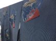 Photo2: 4518T11z1030 Vintage Japanese Kimono Silk KOMON Ukiyoe Dark navy (2)