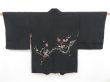 Photo1: 4518T13z610 Vintage Japanese Kimono Silk HAORI Plum branch Black (1)