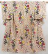 Photo1: 4518T15z560 Vintage Japanese Kimono Silk MEISEN KOMON Plum tree (1)