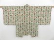 Photo1: 4520T02z470 Vintage Japanese Kimono Silk HAORI Flowers Soft green (1)