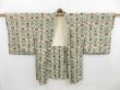 Photo6: 4520T02z470 Vintage Japanese Kimono Silk HAORI Flowers Soft green (6)