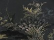 Photo4: 4520T07z590 Vintage Japanese Kimono Silk HAORI Flowers Black (4)