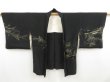 Photo6: 4520T07z590 Vintage Japanese Kimono Silk HAORI Flowers Black (6)