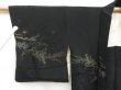 Photo8: 4520T07z590 Vintage Japanese Kimono Silk HAORI Flowers Black (8)