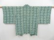 Photo1: 4520T10z610 Vintage Japanese Kimono Silk HAORI Flower Mint green (1)