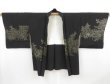 Photo5: 4520T11z660 Vintage Japanese Kimono Silk HAORI Flowers Black (5)