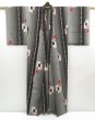 Photo8: 4524T10z570 Vintage Japanese Kimono Silk HITOE TSUMUGI  Black (8)