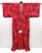 Photo8: 4525T03z890 Vintage Japanese Kimono Silk TSUMUGI  Dark red (8)