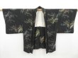 Photo5: 4525T04z590 Vintage Japanese Kimono Silk HAORI Mountain Black (5)