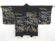 Photo1: 4526T01z630 Vintage Japanese Kimono Silk HAORI Wave Black (1)