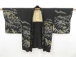 Photo5: 4526T01z630 Vintage Japanese Kimono Silk HAORI Wave Black (5)