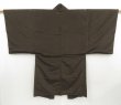 Photo4: 4526T02z520 Vintage Japanese Kimono Silk Men's HAORI Mt.Fuji Dark brown (4)