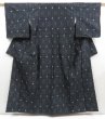 Photo1: 4526T13z890 Vintage Japanese Kimono Silk TSUMUGI  Black (1)