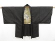 Photo4: 4530T01z460 Vintage Japanese Kimono Silk Men's HAORI  Black (4)