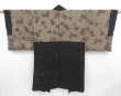 Photo1: 4530T05z580 Vintage Japanese Kimono Silk Men's HAORI Old coins Black (1)