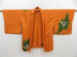 Photo4: 4530T06z550 Vintage Japanese Kimono Silk HAORI Camellia Dark orange (4)