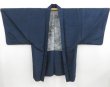 Photo1: 4601T09z560 Vintage Japanese Kimono Silk Men's HAORI  Navy (1)