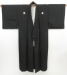 Photo7: 4601T14z900 Vintage Japanese Kimono Silk Men's  Plain Black (7)