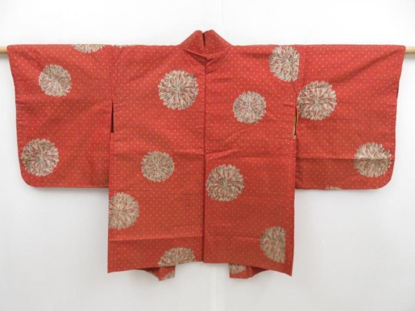 Photo1: 4602T03z450 Vintage Japanese Kimono Silk HAORI  Orange-Brown (1)